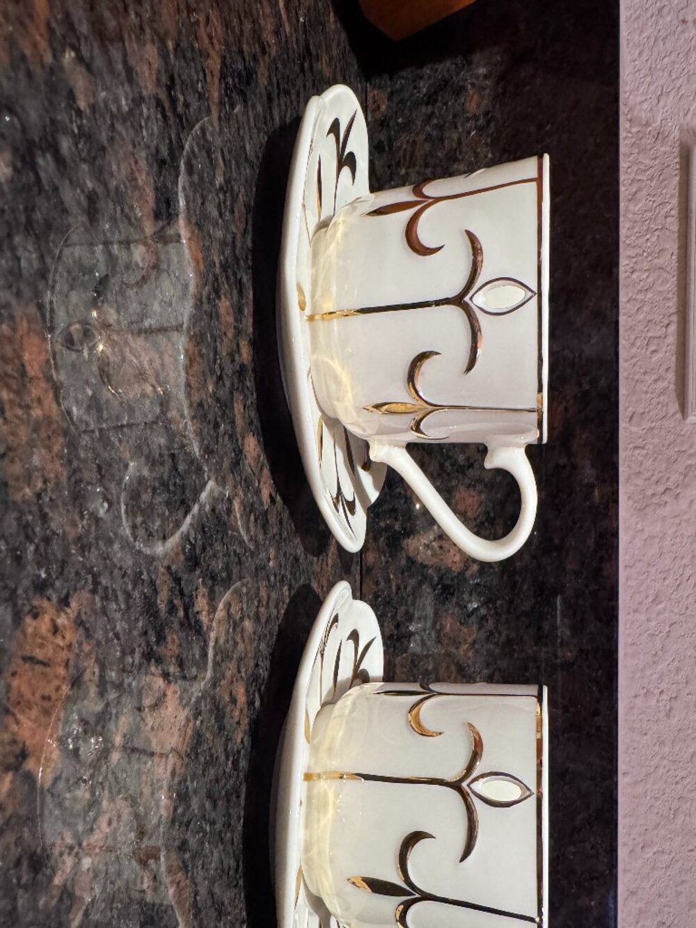 Vintage cream & gold teacups & saucers